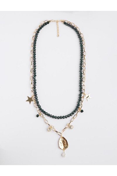 Jimmy Key Double Adjustable Necklace with Black Star Figure and Pearls