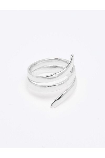 Jimmy Key Silver Color Spiral Pattern Shiny Ring