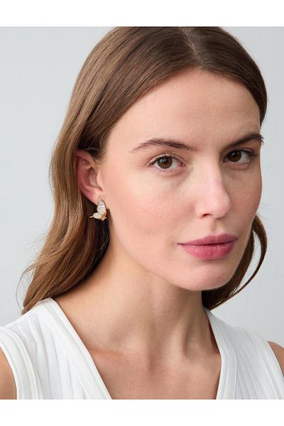 Jimmy Key Elegant Earrings with White Butterfly Figure