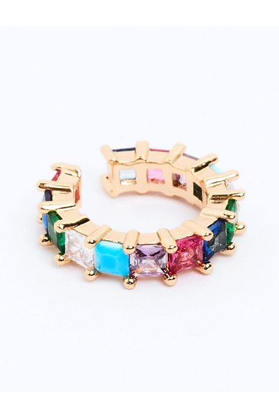 Jimmy Key Mixed Row Shiny Stone Joint Earrings