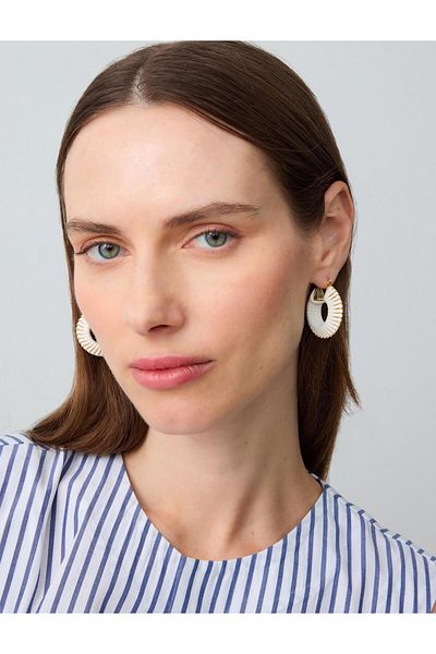 Jimmy Key Ecru Color Detailed Hoop Earrings