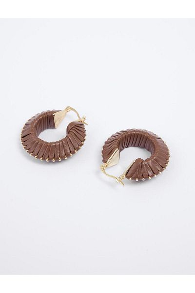 Jimmy Key Brown Color Detailed Hoop Earrings