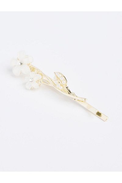 Jimmy Key White Flower Detailed Wire Buckle