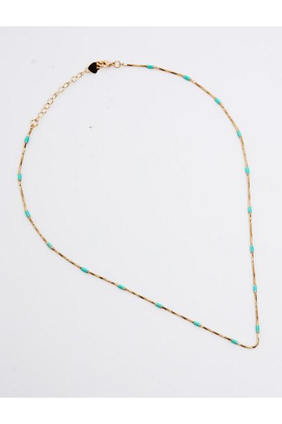 Jimmy Key Blue Fine Stone Detailed Adjustable Necklace