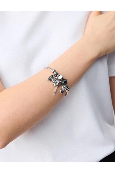 Jimmy Key Silver Color Charm Bracelet with Key Figure