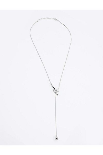 Jimmy Key Silver Color Figured Long Necklace