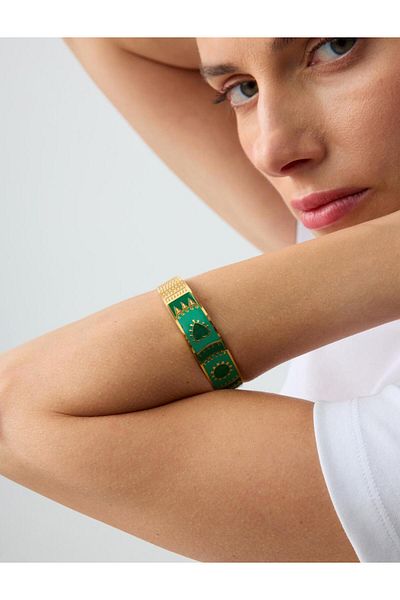 Jimmy Key Green Ethnic Patterned Bracelet