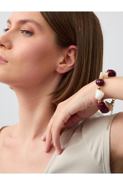 Jimmy Key Brown Natural Stone Detailed Adjustable Bracelet