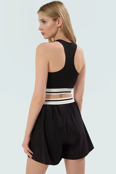 PayBuy Women's Sports Crew Neck Sleeveless Knitted Shorts Suit Summer Collection Comfortable Cut Zarifane Design