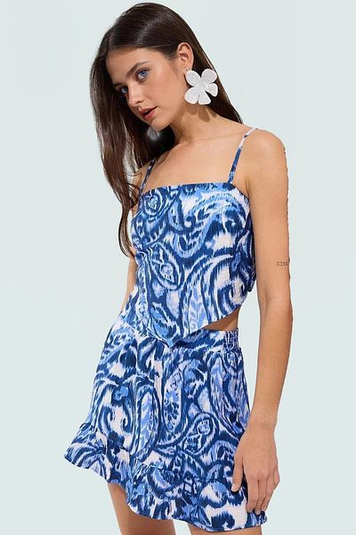 PayBuy Summer Shawl Pattern Viscose Blouse Skirt Suit Women's Beach Wear Modern Style for Daily Use