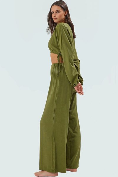 PayBuy Women's Cotton Woven Long Blouse Pants Suit Summer Beach Stylish Appearance Perfect Fit