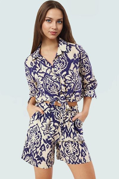 PayBuy Summer Multi-Ethnic Patterned Viscose Shirt Shorts Set Premium Quality Special Design Carefully Selected