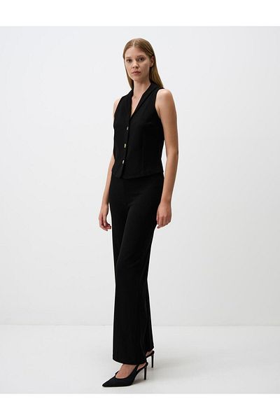 Jimmy Key Black High Waist Relaxed Fit Knitted Trousers