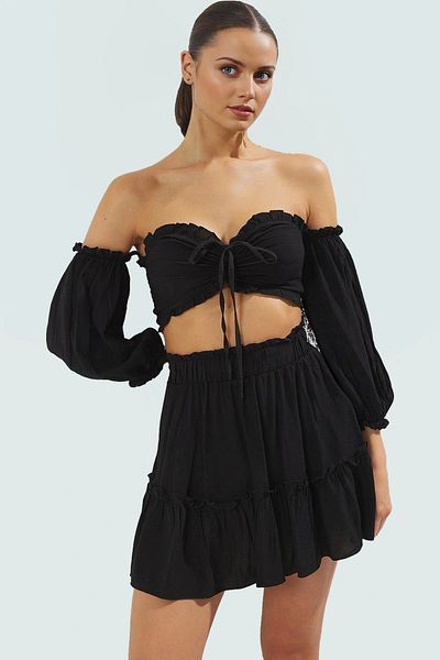 PayBuy Summer Shawl Pattern Viscose Blouse Skirt Set Beach and Daily Use Durable Material Special Design