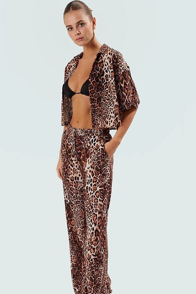 PayBuy Stylish Leopard Print Viscose Beach Suit Relaxed Fit Summer Combination Quality Craftsmanship Trend Design