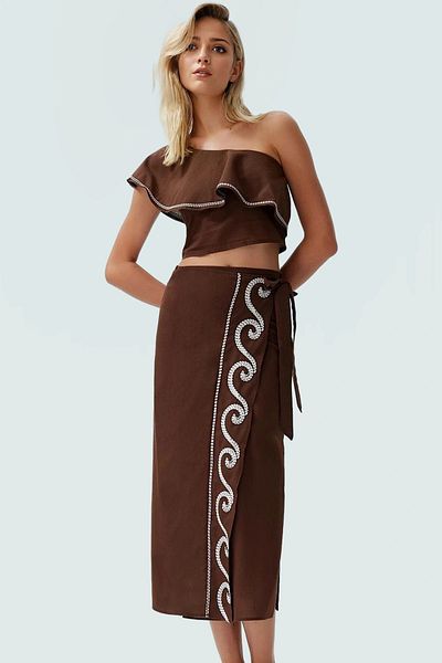 PayBuy Summer Asymmetrical Collar Leopard Print Cotton Long Blouse Skirt Set Carefully Selected High Quality