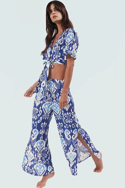 PayBuy Stylish Ethnic Pattern Viscose Blouse Pants Set Durable Material Trending Design for Summer Beach Styles
