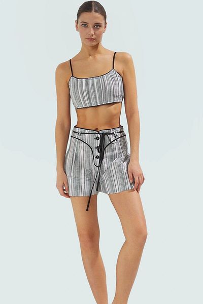 PayBuy Stylish Striped Summer Cotton Blouse Shorts Set Beach and Casual Wear Comfortable Cut