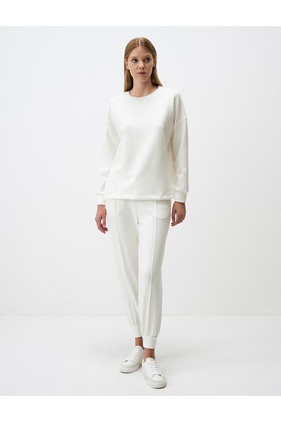 Jimmy Key White Crew Neck Long Sleeve Oversize Sweatshirt