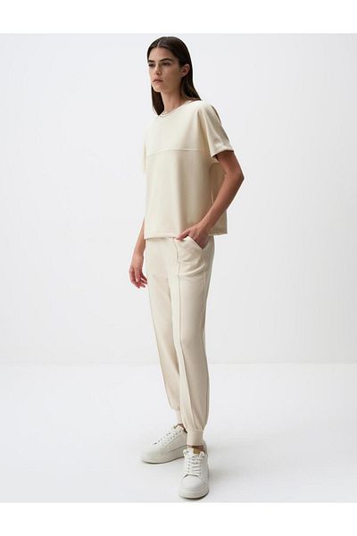 Jimmy Key Beige High Waist Slim Leg Pocket Jogger Trousers