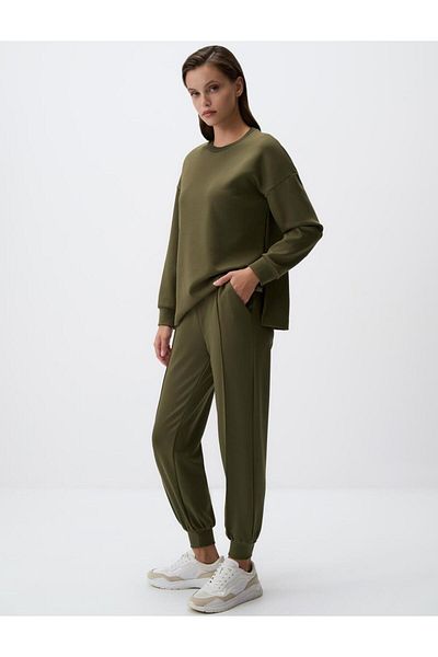 Jimmy Key Khaki High Waist Slim Leg Pocket Jogger Trousers