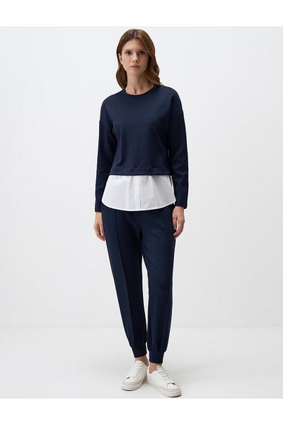 Jimmy Key Navy Blue High Waist Slim Leg Pocket Jogger Trousers