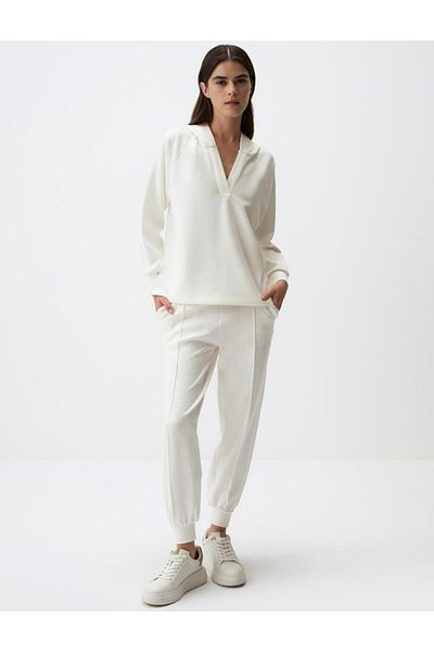Jimmy Key White High Waist Slim Leg Pocket Jogger Trousers