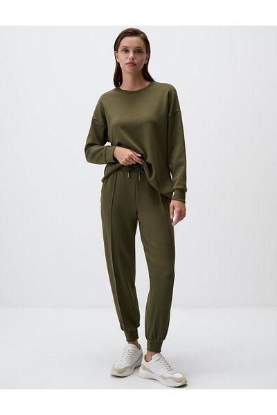 Jimmy Key Khaki High Waist Slim Leg Pocket Jogger Trousers