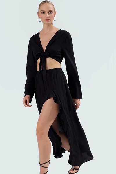 PayBuy Summer Multi-Pattern Viscose Blouse Skirt Set Long-Lasting Modern Style for Beach Chic