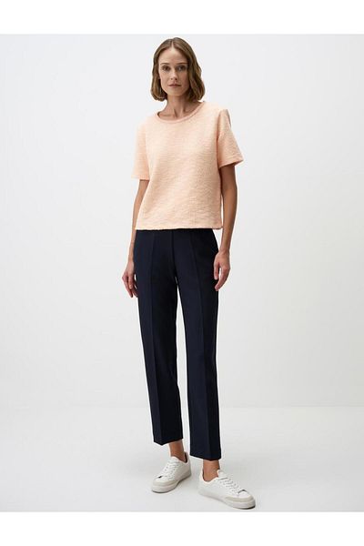 Jimmy Key Peach Round Neck Relaxed Fit Knitted Blouse