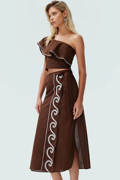 PayBuy Summer Asymmetrical Collar Leopard Print Cotton Long Blouse Skirt Set Carefully Selected High Quality