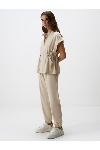Jimmy Key Stone Narrow Leg Normal Waist Gabardine Trousers with Cargo Pockets