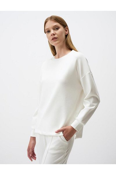 Jimmy Key White Crew Neck Long Sleeve Oversize Sweatshirt