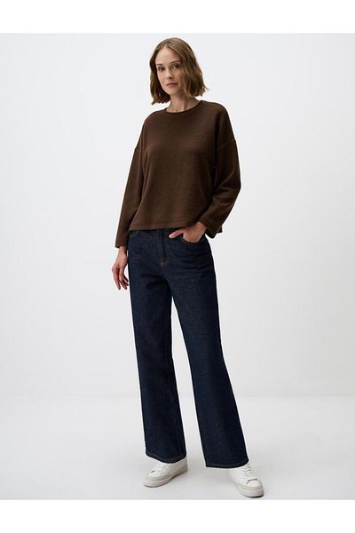 Jimmy Key Dark Brown Crew Neck Long Sleeve Knitted Sweatshirt