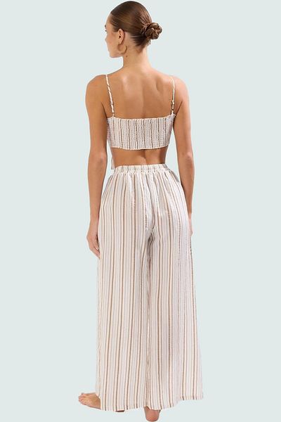 PayBuy Stylish Striped Beach Suit Comfortable Long Crinkle Woven Polyester Distinctive Material Carefully Selected