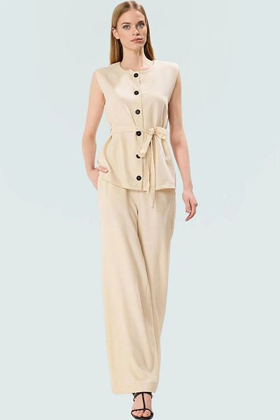 PayBuy Summer Women's Linen Look Vest Pants Suit Viscose Fabric Business Wear Casual Use