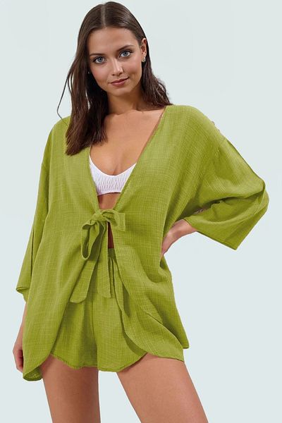 PayBuy Stylish V-Neck Three-Quarter Sleeve Viscose Cotton Blouse Shorts Beach Set Summer Premium Quality Trend Design