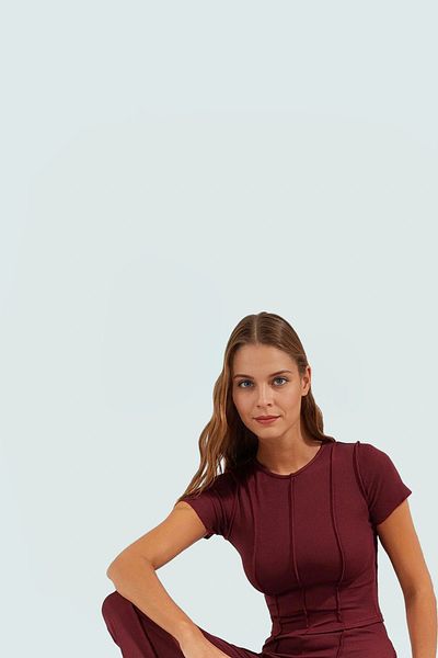 PayBuy Women's Crew Neck Short Sleeve Knitted Top Bottom Suit High Waist Pants Casual Style Perfect Fit