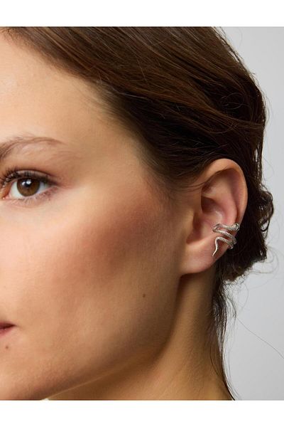 Jimmy Key Silver Color Snake Figured Joint Earring