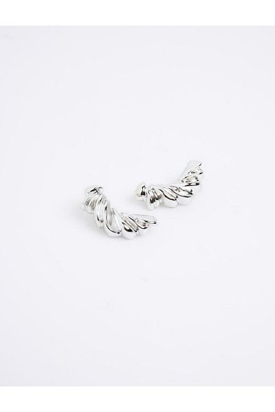Jimmy Key Silver Color Spiral Figured Earrings