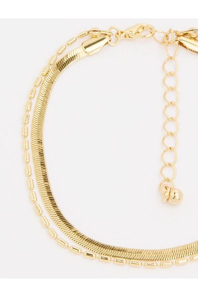 Jimmy Key Gold Color Multi Chain Adjustable Shiny Bracelet