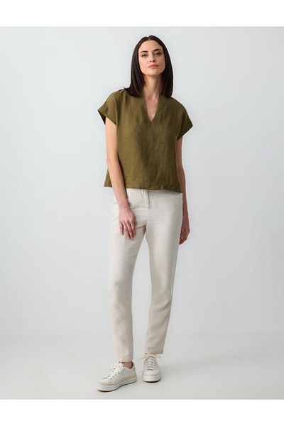 Jimmy Key Stone 100% Linen High Waist Regular Leg Trousers