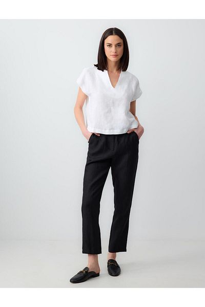 Jimmy Key White 100% Linen V-Neck Tank Top