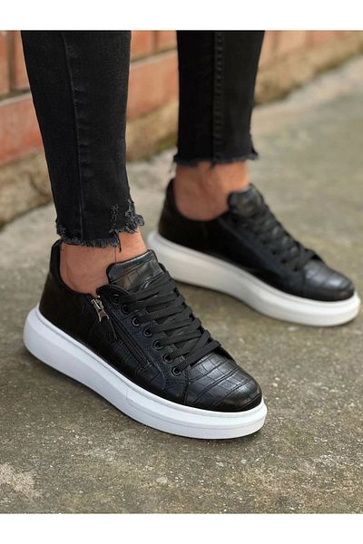 Skygo Kb-309 Kuback Black Zipper and Lace-Up Casual Men's Shoes
