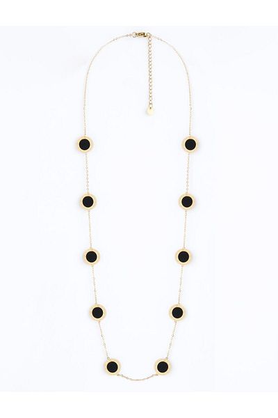 Jimmy Key Gold Color Round Stone Figured Adjustable Necklace