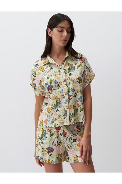 Jimmy Key Mixed Short Sleeve Patterned Linen Shirt