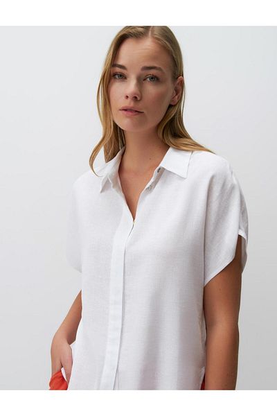 Jimmy Key White Short Sleeve Linen Blend Shirt