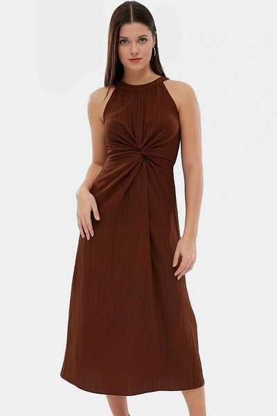 PayBuy Women Maxi Dress Woven Crinkle Fabric Halter Neckline a Line Casual Style Quality Craftsmanship Perfect Fit