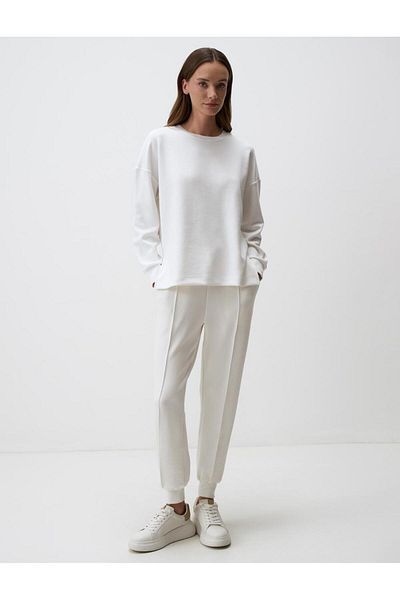 Jimmy Key White Long Sleeve Crew Neck Oversize Sweatshirt