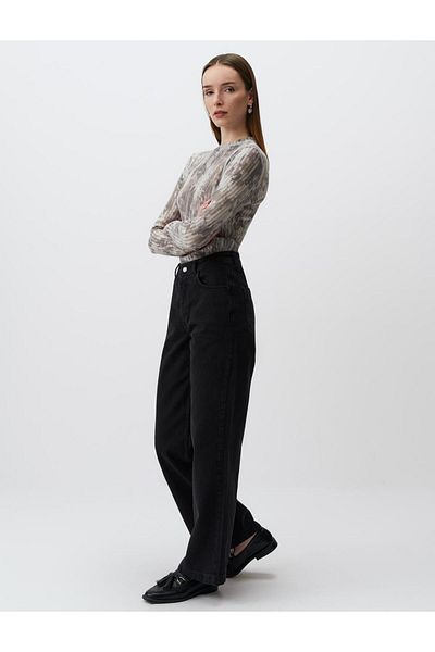 Jimmy Key Dark Anthracite Wide Leg Jean Trousers